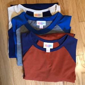 Set of 3 Lularoe Randy Raglan Tops - NWT